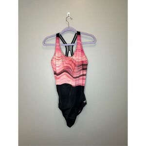 Speedo Powerlux Eco One Piece Swimsuit Black and Pink Size Medium